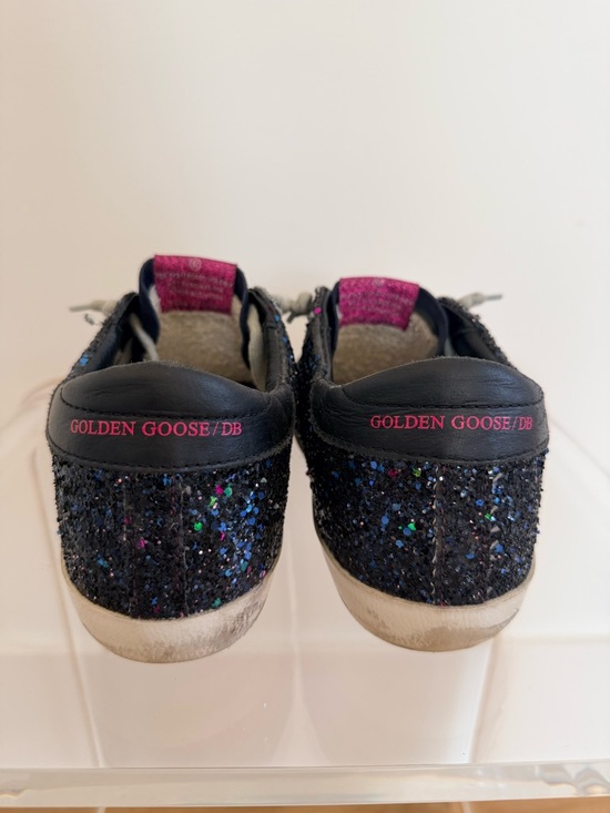 Golden Goose Navy Glitter Sneakers with Yellow Star and pink tag Superstar 38 - Picture 4 of 6